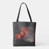 Tote Bag Illustration des danseurs de lions chinois Firecra (Dos)