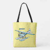Tote Bag Illustration d'hydravion bleu blanc (Dos)