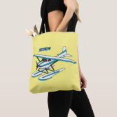 Tote Bag Illustration d'hydravion bleu blanc (De près)