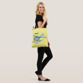Tote Bag Illustration d'hydravion bleu blanc (Sur le modèle)