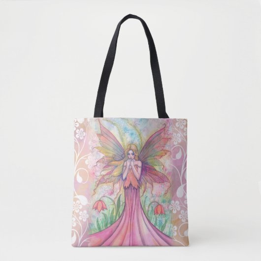 Tote Bag Illustration d'Imaginaire fleur sauvage rose Fairy (Devant)