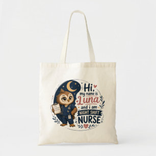 Tote Bag Illustration d'infirmière de nuit RN Chouette Mign