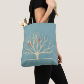 Tote Bag Illustration d'Oiseaux oranges modernes dans un gr (De près)