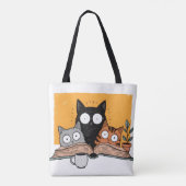 Tote Bag Illustration drôle de chats en lecture (Dos)