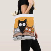 Tote Bag Illustration drôle de chats en lecture (De près)