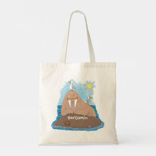 Tote Bag Illustration drôle de morse joyeux (Dos)