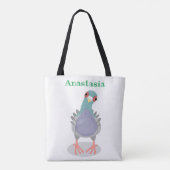 Tote Bag Illustration drôle de pigeon curieux (Dos)