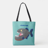 Tote Bag Illustration drôle de piranha affamée (Dos)