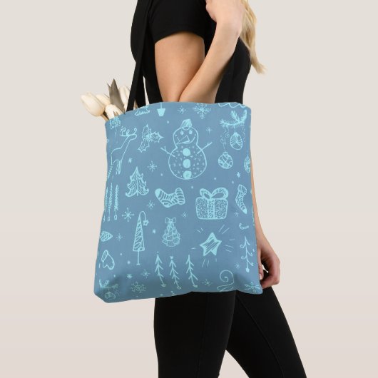 Tote Bag Illustration du dessin du Doodle de Noël mignon | (De près)
