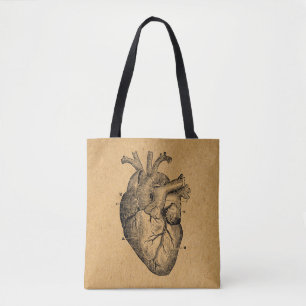 Tote Bag Illustration du diagramme de coeur Vintage Art Vin