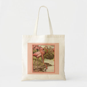 Tote Bag Illustration du Flamant rose vintage Imprimer Canv