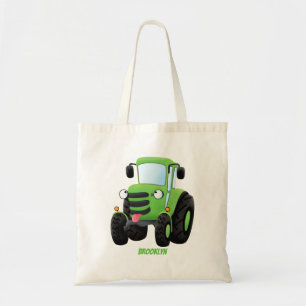 Tote Bag Illustration du joli joyeux tracteur agricole vert