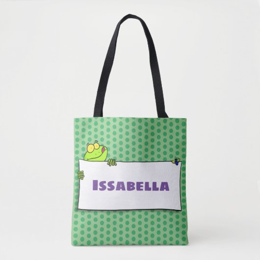 Tote Bag Illustration du panneau de grenouille verte mignon (Devant)