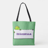 Tote Bag Illustration du panneau de grenouille verte mignon (Dos)