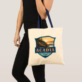 Tote Bag Illustration du parc national Acadia Insigne rétro (Devant (produit))
