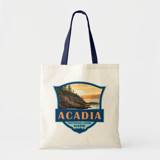 Tote Bag Illustration du parc national Acadia Insigne rétro (Devant)