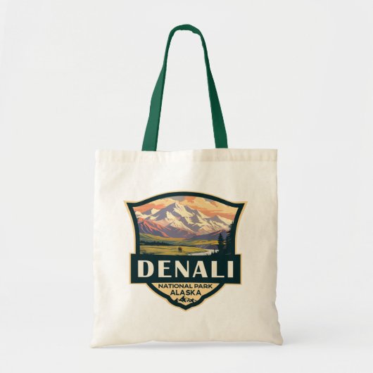 Tote Bag Illustration du parc national de Denali Voyage Vin (Devant)