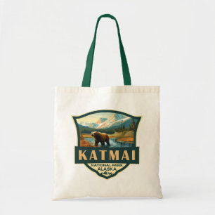Tote Bag Illustration du parc national de Katmai Badge rétr