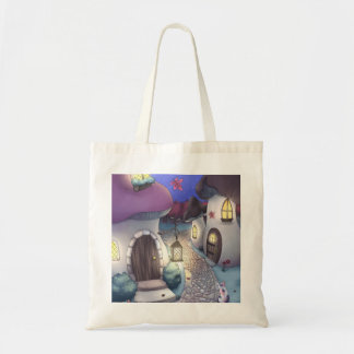 Tote Bag Illustration du village de champignons nocturnes d