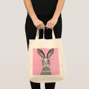 Tote Bag Illustration du Whimsy du lièvre gris mou