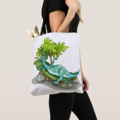 Tote Bag Illustration D'Un Bain De Soleil Iguanodon. (De près)
