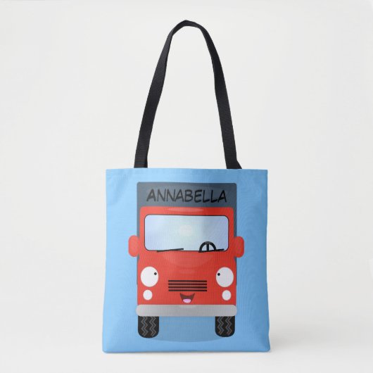 Tote Bag Illustration d'un camion kawaii rouge mou (Devant)