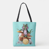 Tote Bag Illustration D'Un Chasmosaurus Jouant Aux Tambours (Dos)