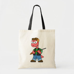 Tote Bag Illustration D'Un Chasseur De Spinosaure Avec Arme