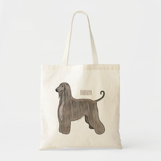 Tote Bag Illustration d'un chien hound afghan (Devant)