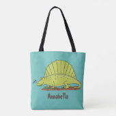 Tote Bag Illustration d'un dimétrodon vert mignon (Dos)