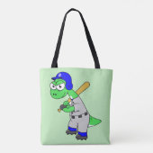 Tote Bag Illustration D'Un Joueur De Baseball Brontosaurus. (Dos)