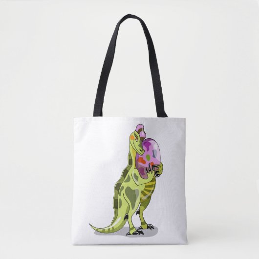 Tote Bag Illustration D'Un Lambéosaure Portant Un Oeuf. (Devant)