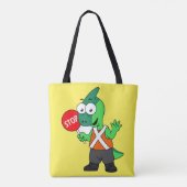 Tote Bag Illustration D'Un Parasaurolophus Traffic Enforcer (Dos)