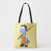 Tote Bag Illustration D'Un Pêcheur D'Allosaurus. (Devant)