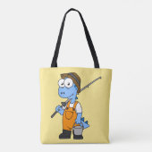Tote Bag Illustration D'Un Pêcheur D'Allosaurus. (Dos)