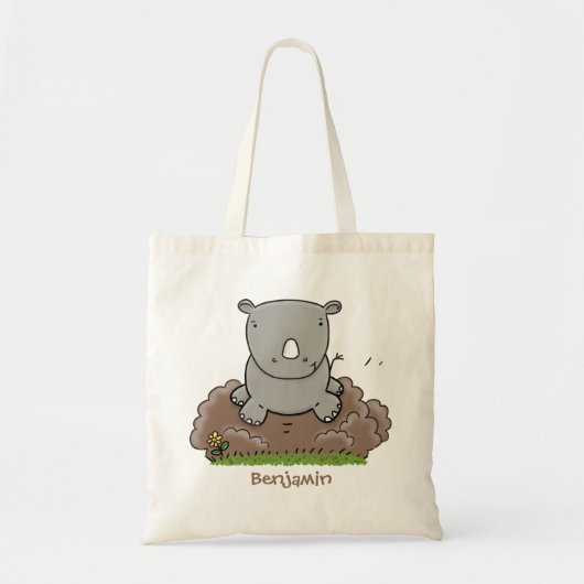 Tote Bag Illustration d'un petit rhinocéros (Devant)