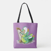Tote Bag Illustration D'Un Plateosaure Jouant De La Harpe. (Dos)