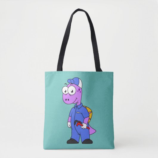 Tote Bag Illustration D'Un Plomber Spinosaurus. (Devant)