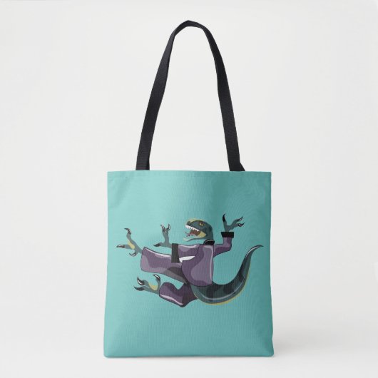 Tote Bag Illustration D'Un Rapteur Qui Fait Du Karaté. (Devant)