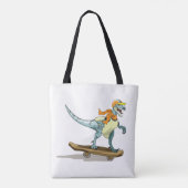 Tote Bag Illustration D'Un Raptor Skateboard. (Dos)
