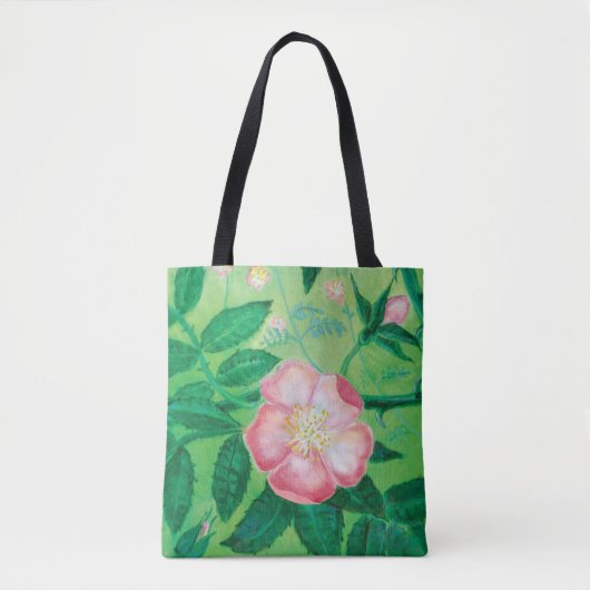 Tote Bag Illustration d'un Rose sauvage rose (Devant)