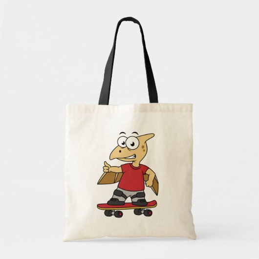 Tote Bag Illustration D'Un Skateboard De Ptérosaure. (Devant)