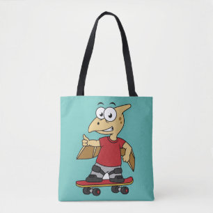 Tote Bag Illustration D'Un Skateboard De Ptérosaure.