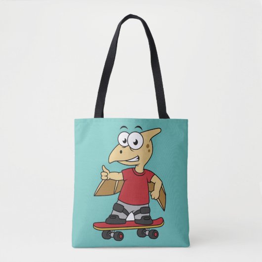 Tote Bag Illustration D'Un Skateboard De Ptérosaure. (Devant)