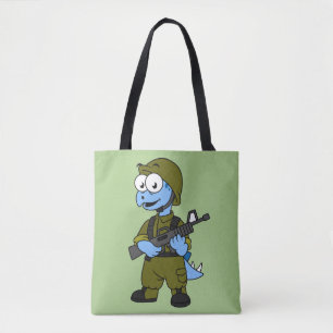 Tote Bag Illustration D'Un Soldat De Stegosaurus.
