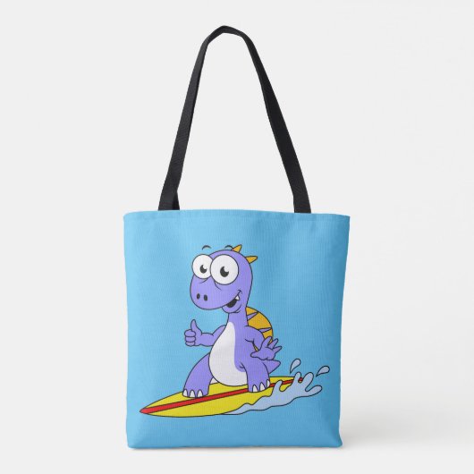 Tote Bag Illustration D'Un Spinosaure De Surf. (Dos)