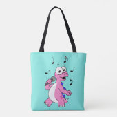 Tote Bag Illustration D'Un Stegosaurus Chantant. (Dos)