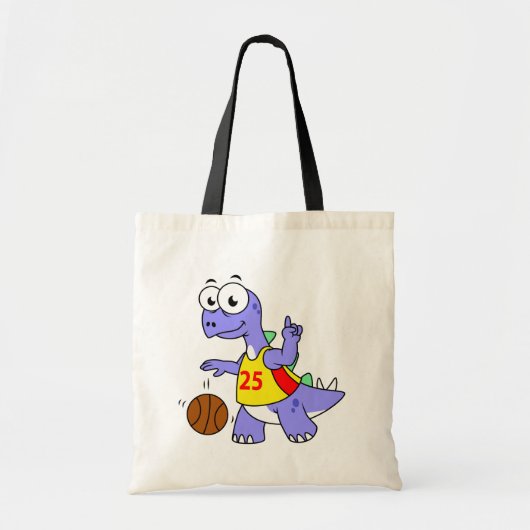 Tote Bag Illustration D'Un Stegosaurus Jouant Au Basket. (Devant)