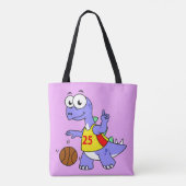 Tote Bag Illustration D'Un Stegosaurus Jouant Au Basket. (Dos)
