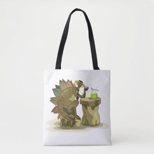 Tote Bag Illustration D'Un Stegosaurus Qui Boit Une Boisson (Devant)